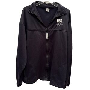 Vintage USA Olympic‎ Committee Black Full Zip Track Jacket Size XXL Made in USA